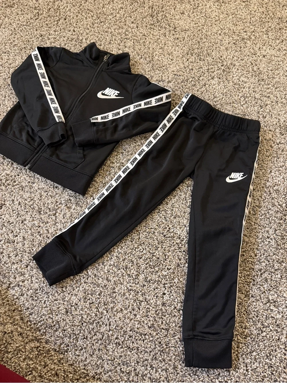Nike Kids Black Track Jacket with White Logo Tape - Picture 2 of 3
